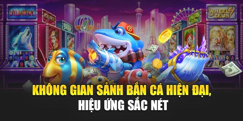 Không gian sảnh bắn cá hiện đại, hiệu ứng sắc nét